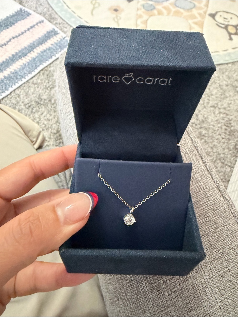 Rare Carat Silver Solitaire Pendant Necklace - White